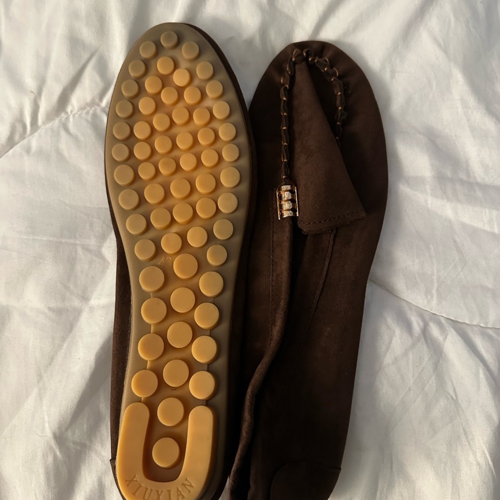 Burgundy Suede Ballet Flats Comfort Driving Sole Slip-On Shoes” - Picture 2 of 2